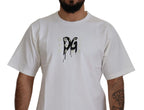 Dolce &amp; Gabbana White Logo Print Cotton Crewneck T-shirt