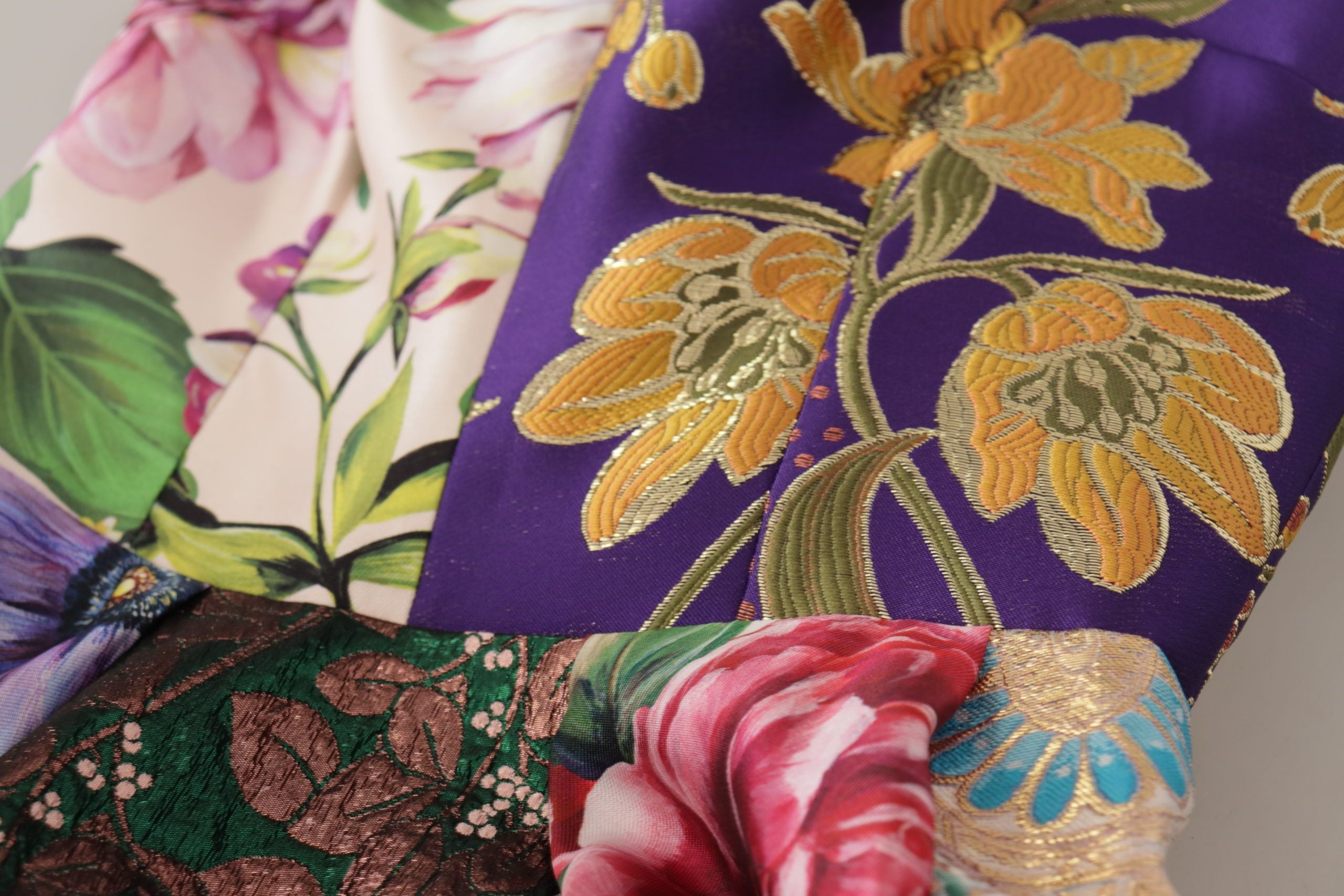 Dolce &amp; Gabbana Dress Midi Patchwork Floral Jquard Silk