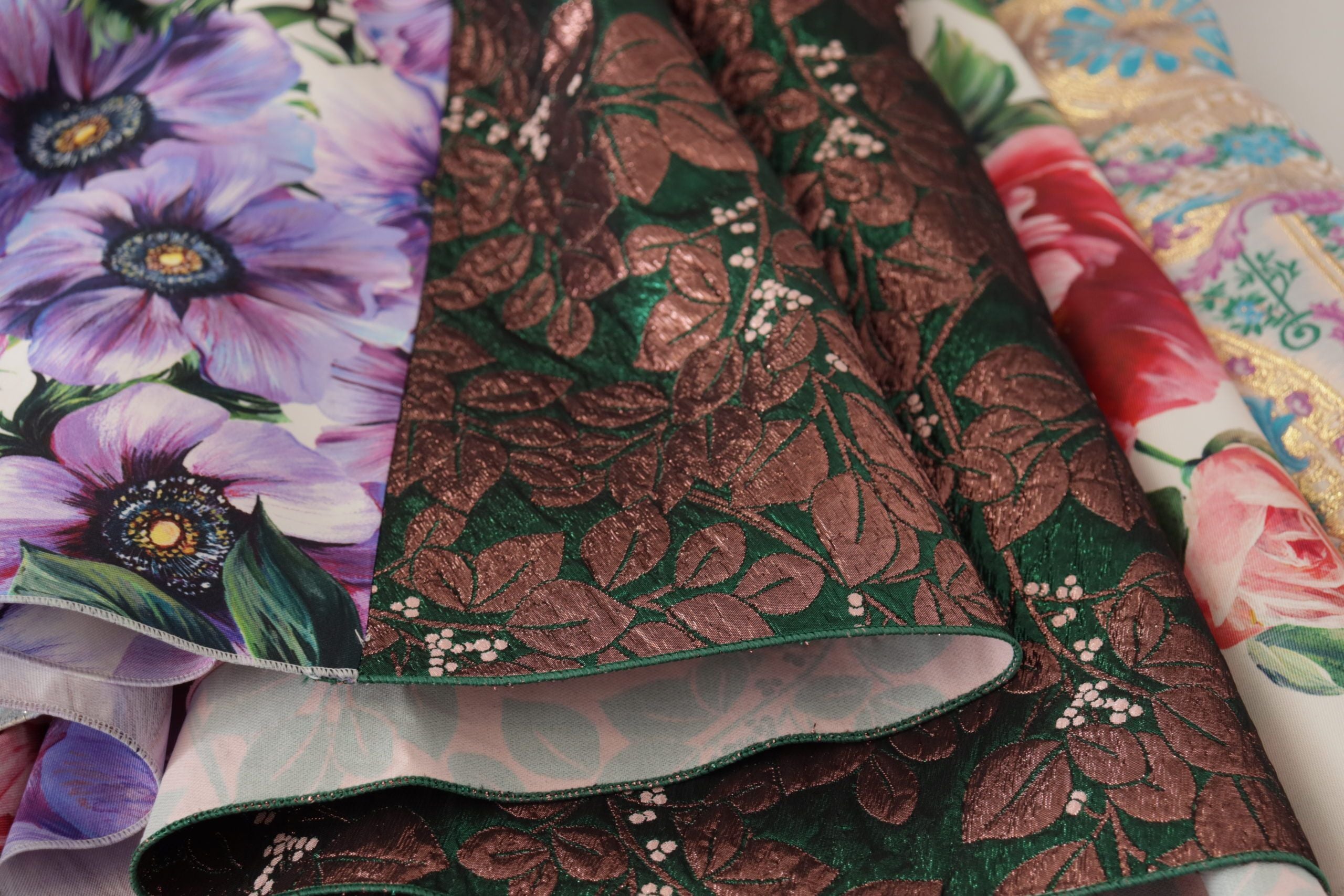 Dolce &amp; Gabbana Dress Midi Patchwork Floral Jquard Silk