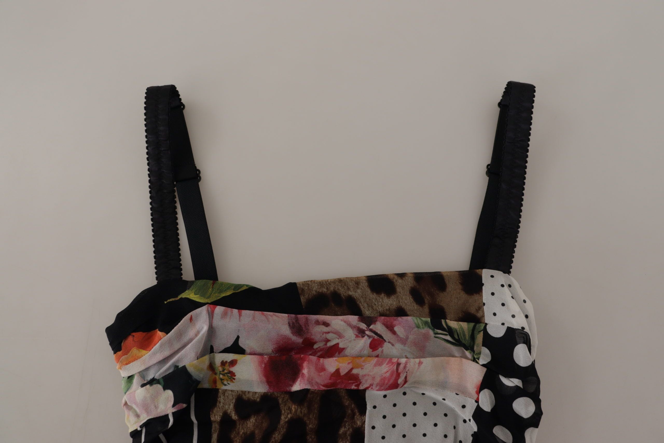 Dolce &amp; Gabbana Multicolor Pachwork Midi Floral Silk Leopard Bodycon Dress