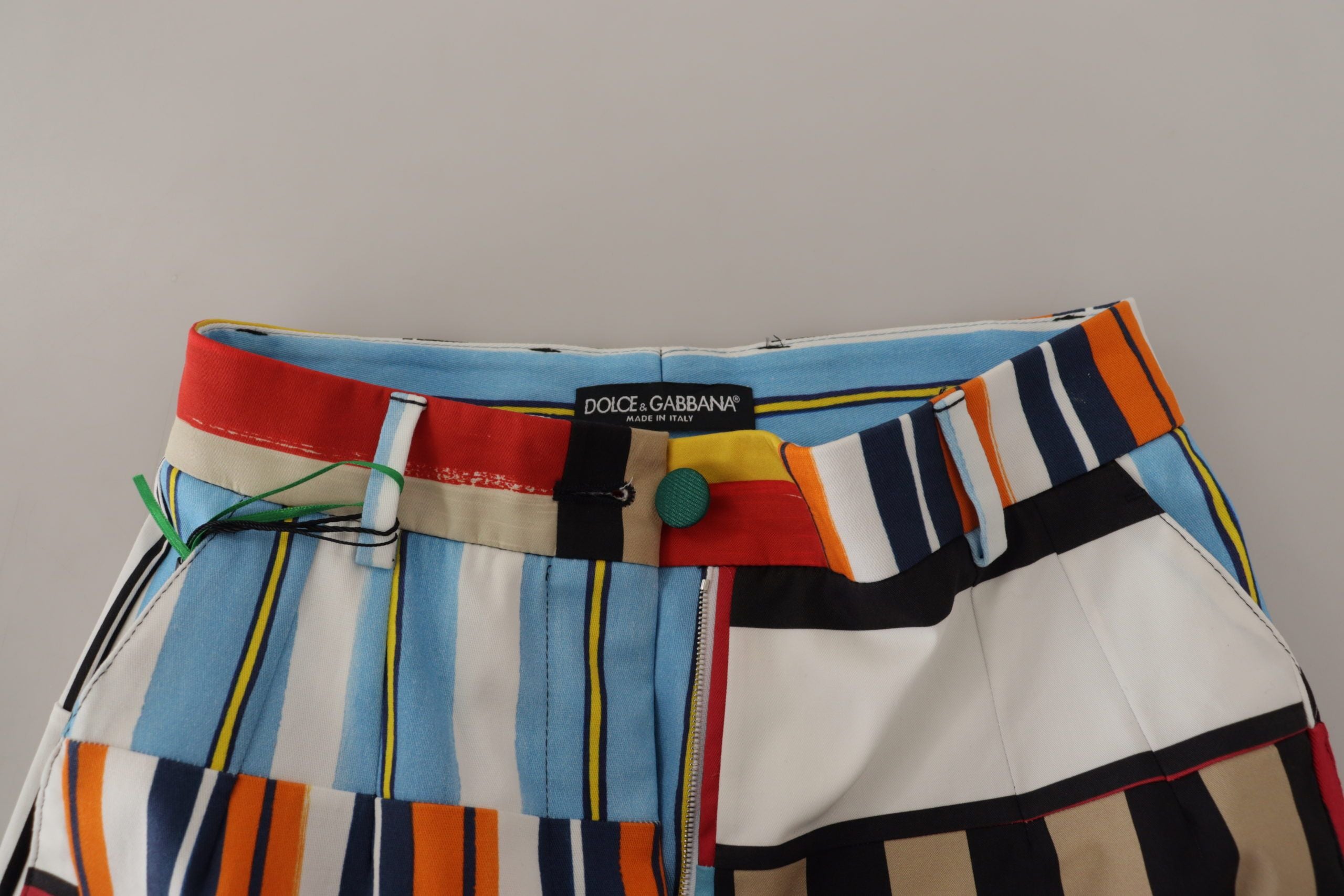 Dolce &amp; Gabbana Multicolor Striped High Waist Cotton Pants