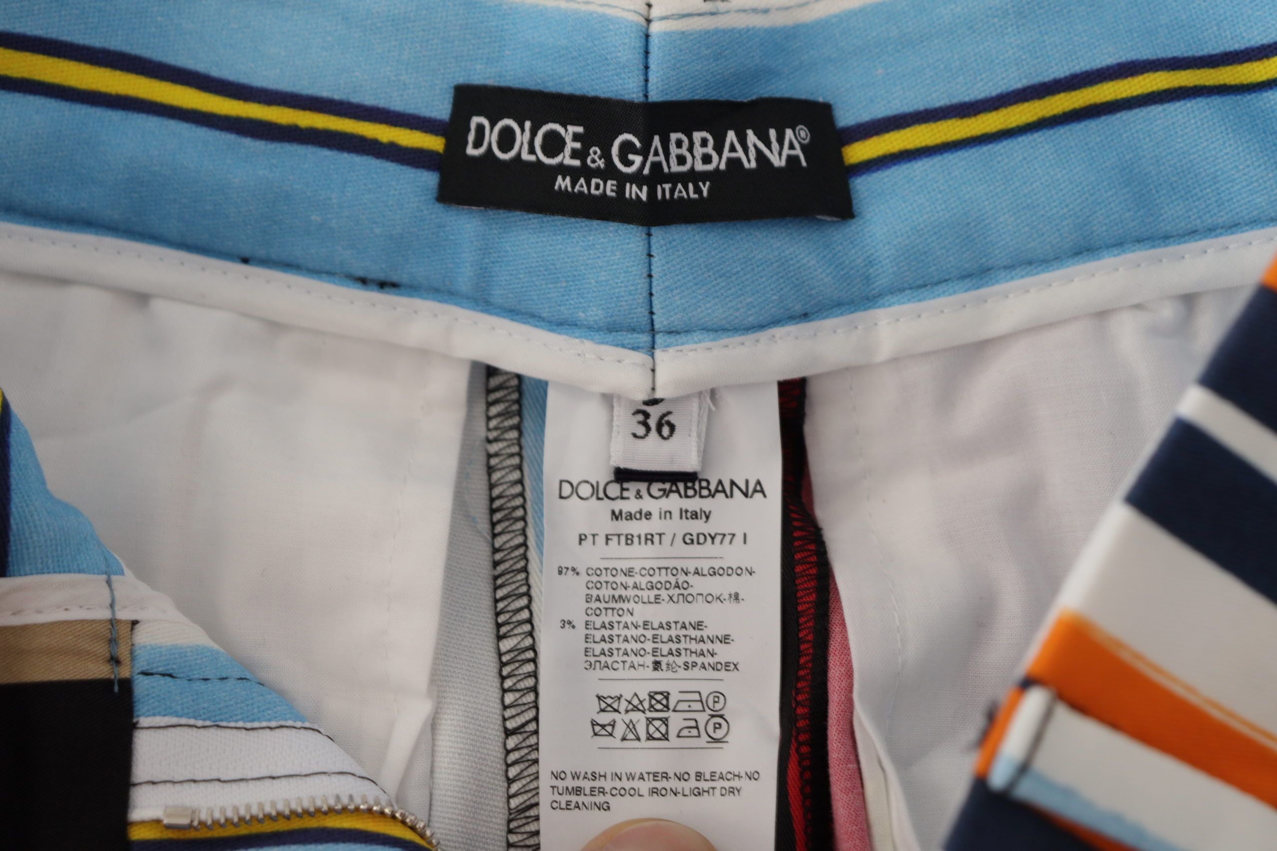 Dolce &amp; Gabbana Multicolor Striped High Waist Cotton Pants