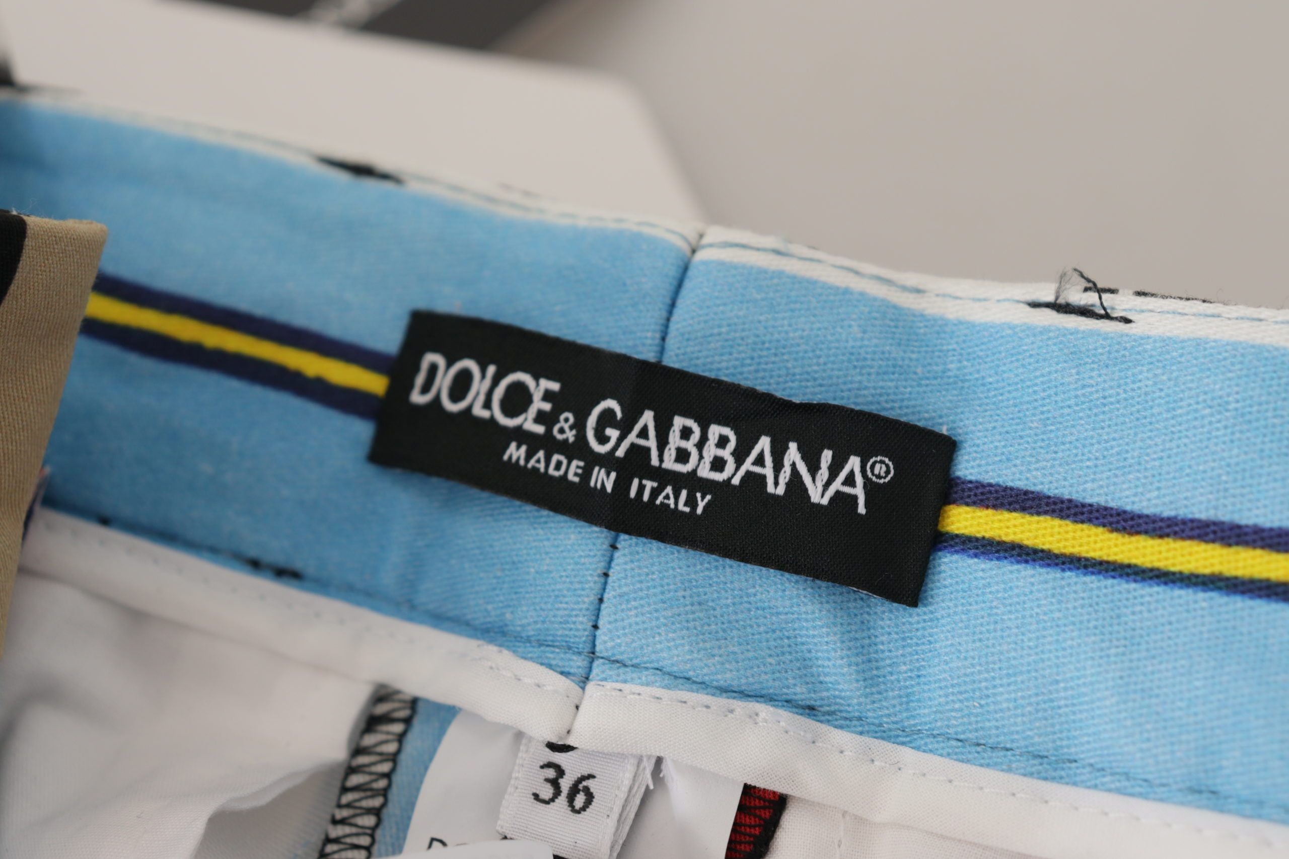 Dolce &amp; Gabbana Multicolor Striped High Waist Cotton Pants