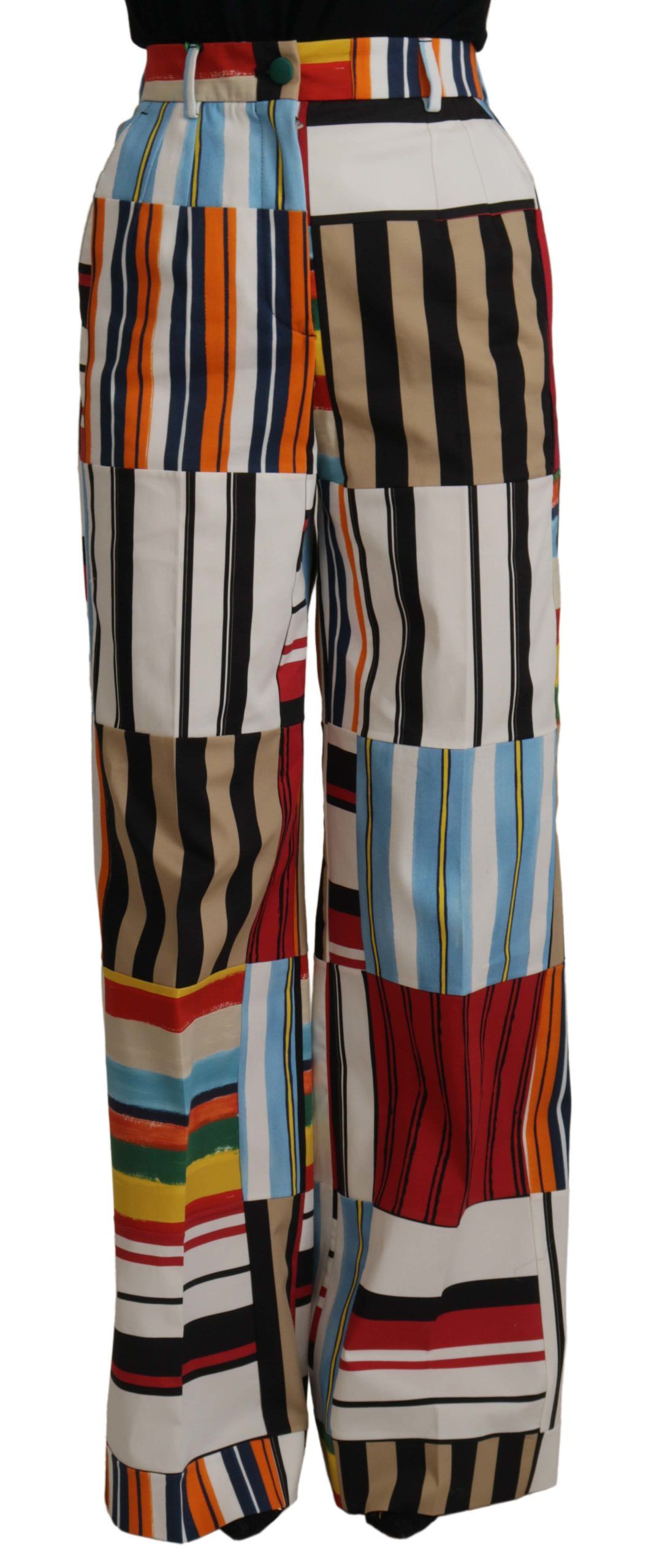 Dolce &amp; Gabbana Multicolor Striped High Waist Cotton Pants
