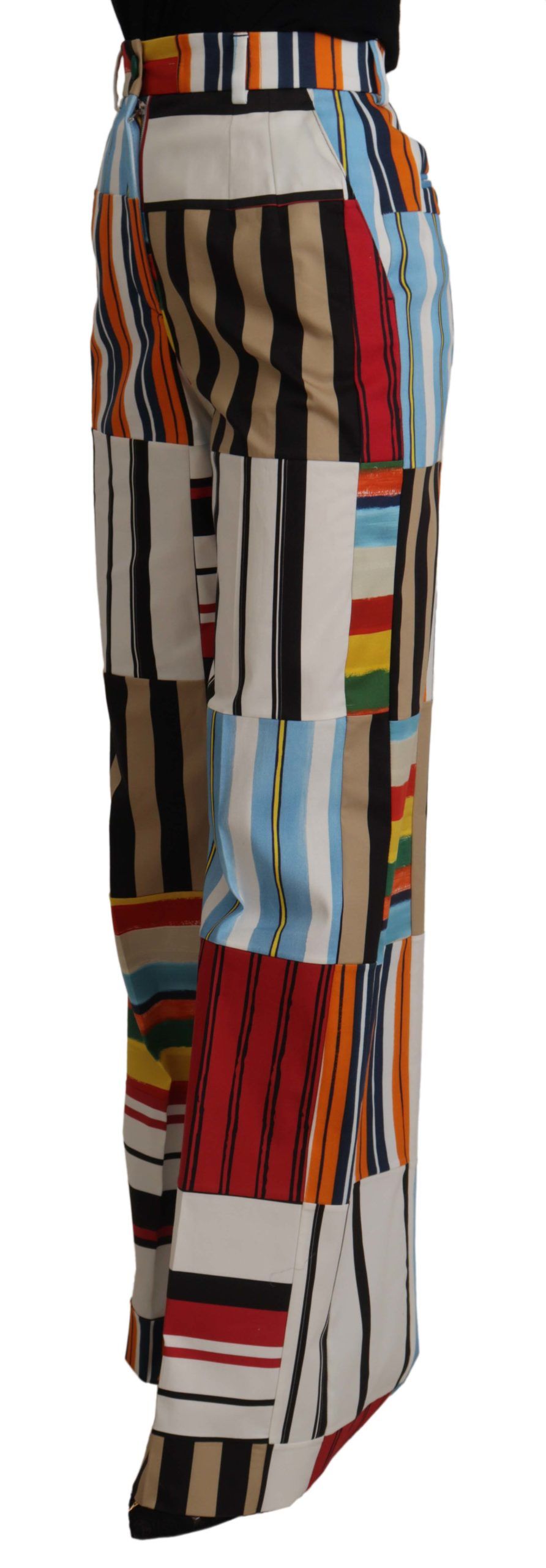 Dolce &amp; Gabbana Multicolor Striped High Waist Cotton Pants
