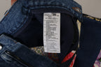 Dolce &amp; Gabbana Blue Jeans Jacquard Majolica High Waist Pants