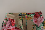 Dolce &amp; Gabbana Beige Floral Dress Formal High Waist Pants