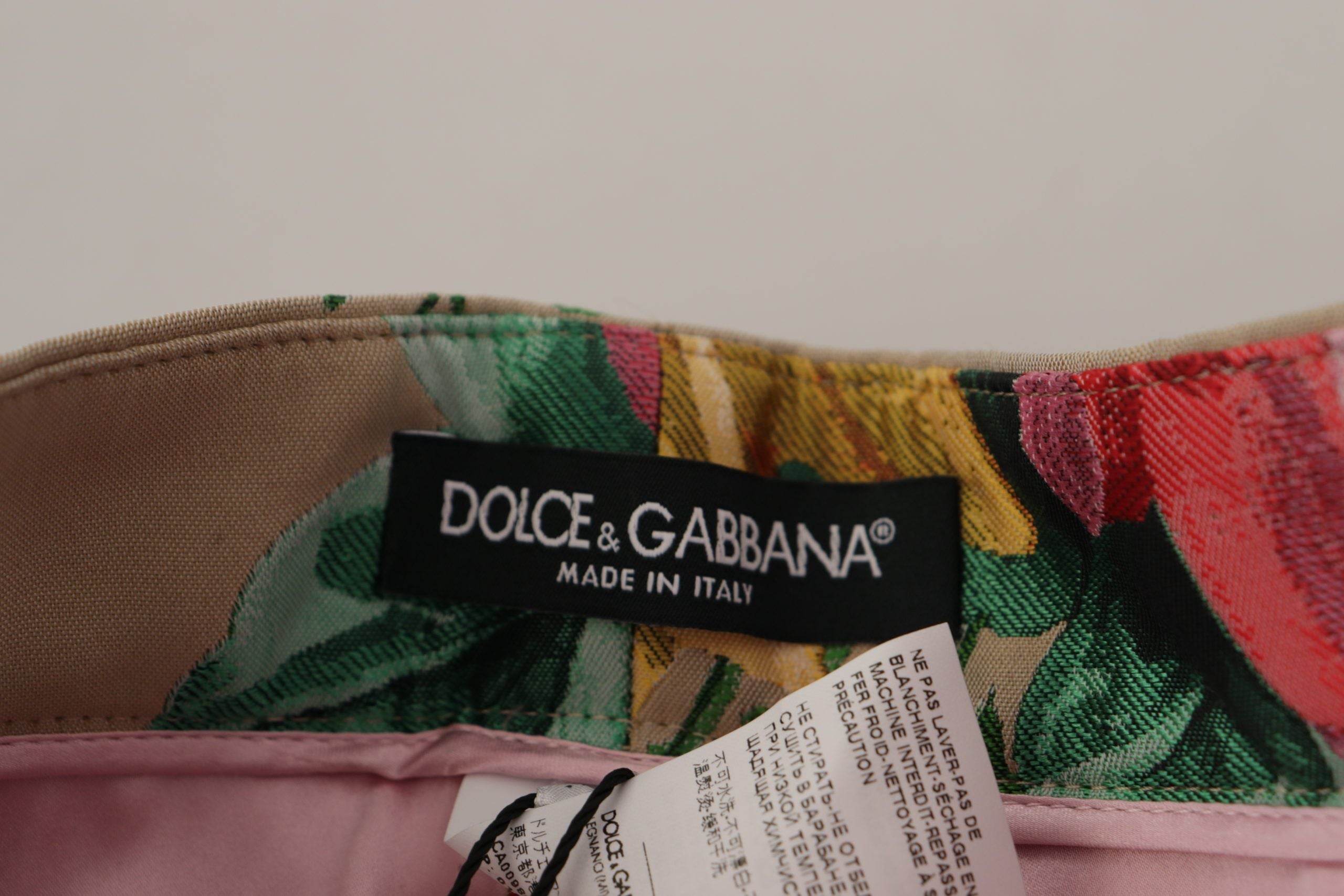 Dolce &amp; Gabbana Beige Floral Dress Formal High Waist Pants
