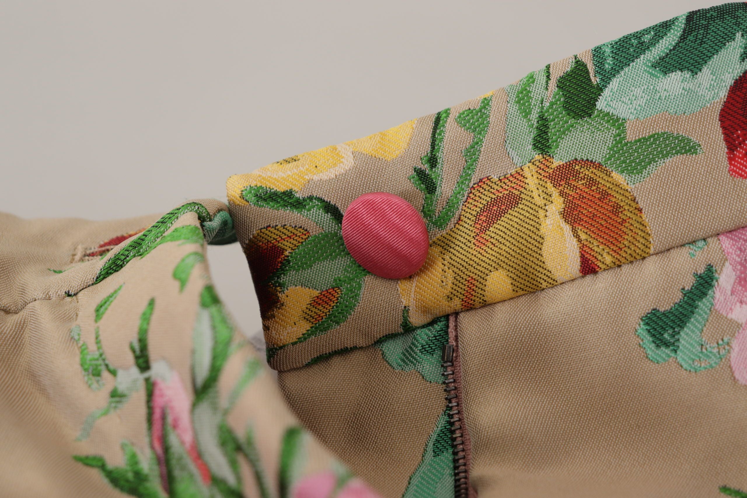 Dolce &amp; Gabbana Beige Floral Dress Formal High Waist Pants