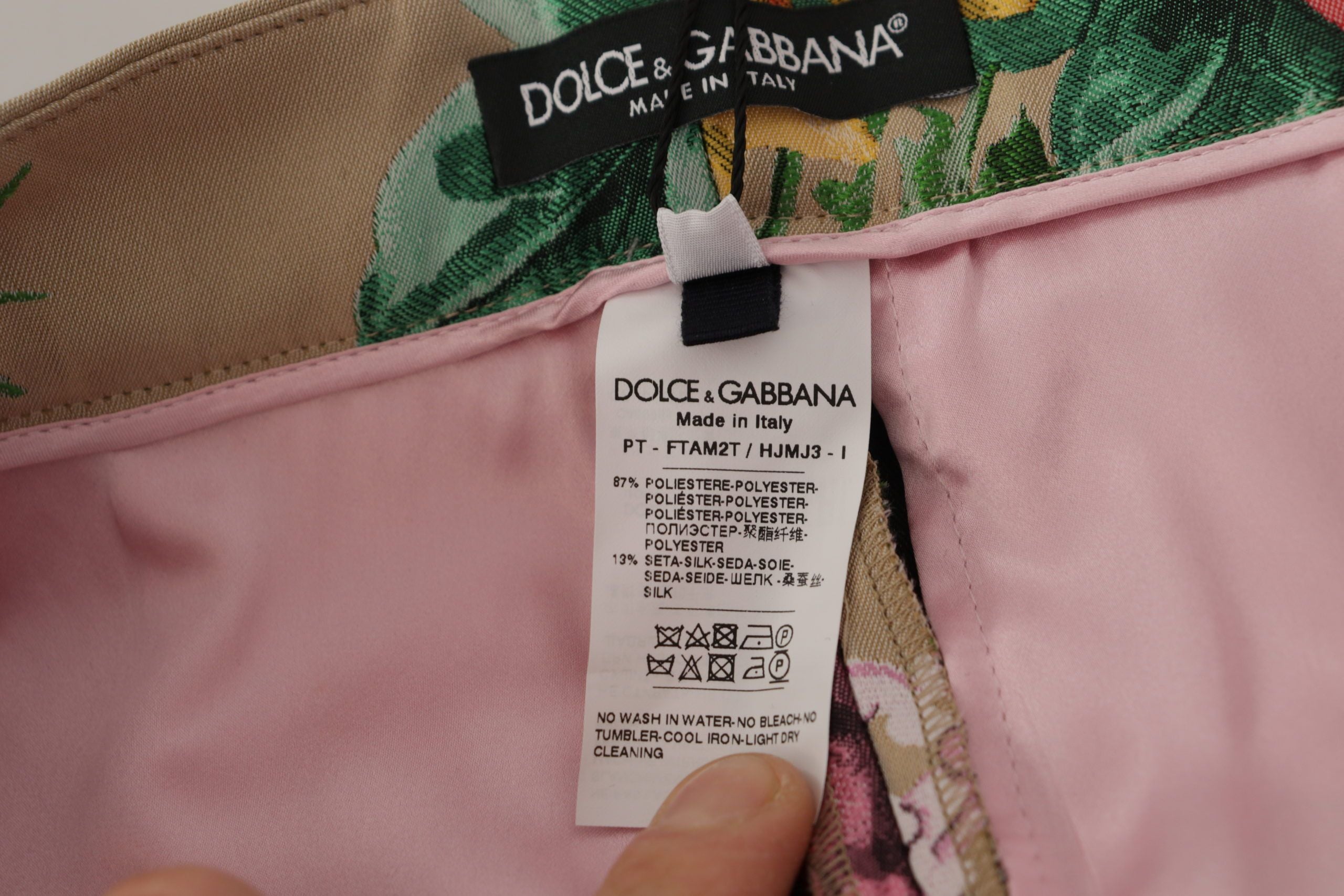 Dolce &amp; Gabbana Beige Floral Dress Formal High Waist Pants