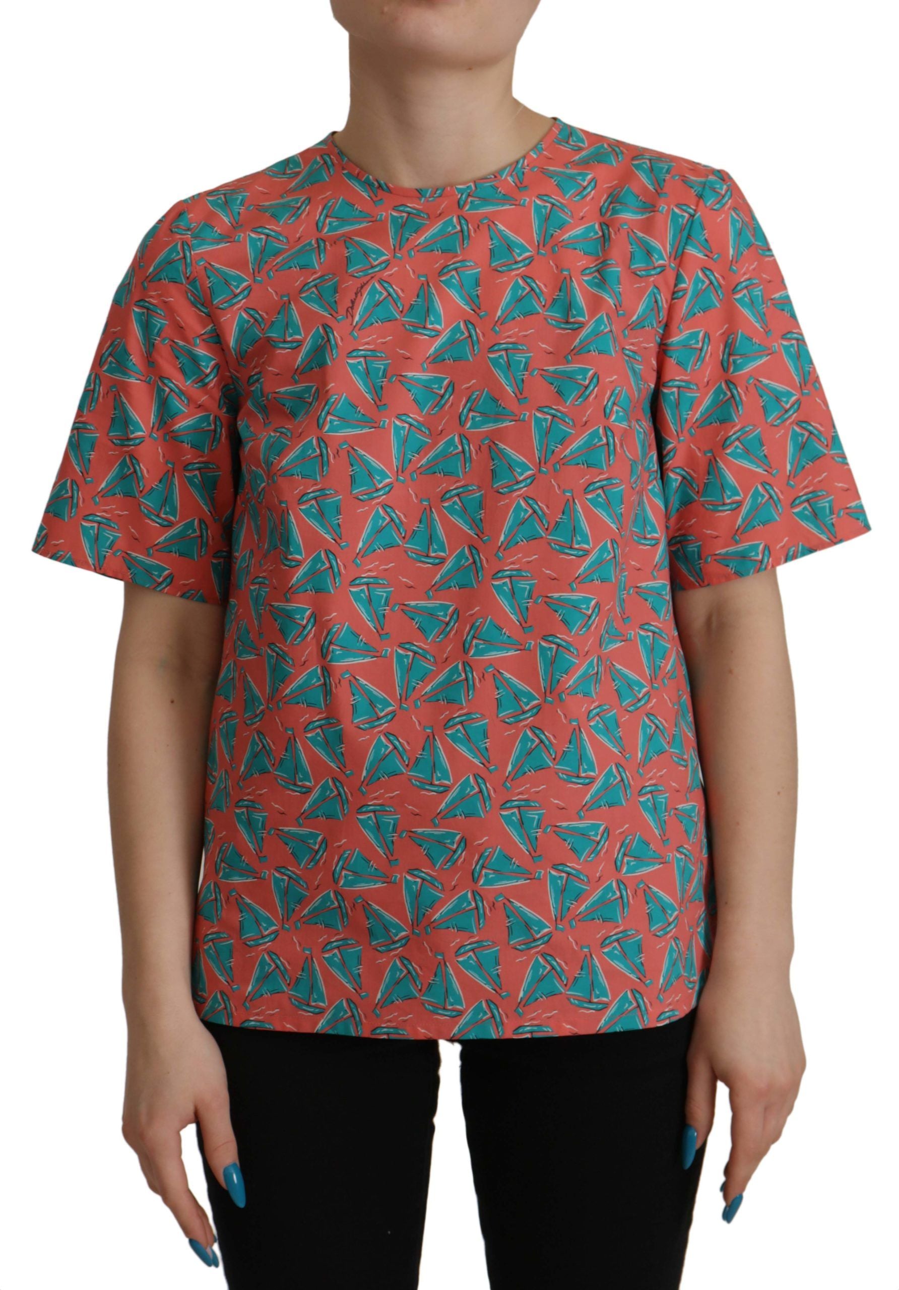 Dolce &amp; Gabbana Pink Sail Boat Print Cotton T-shirt