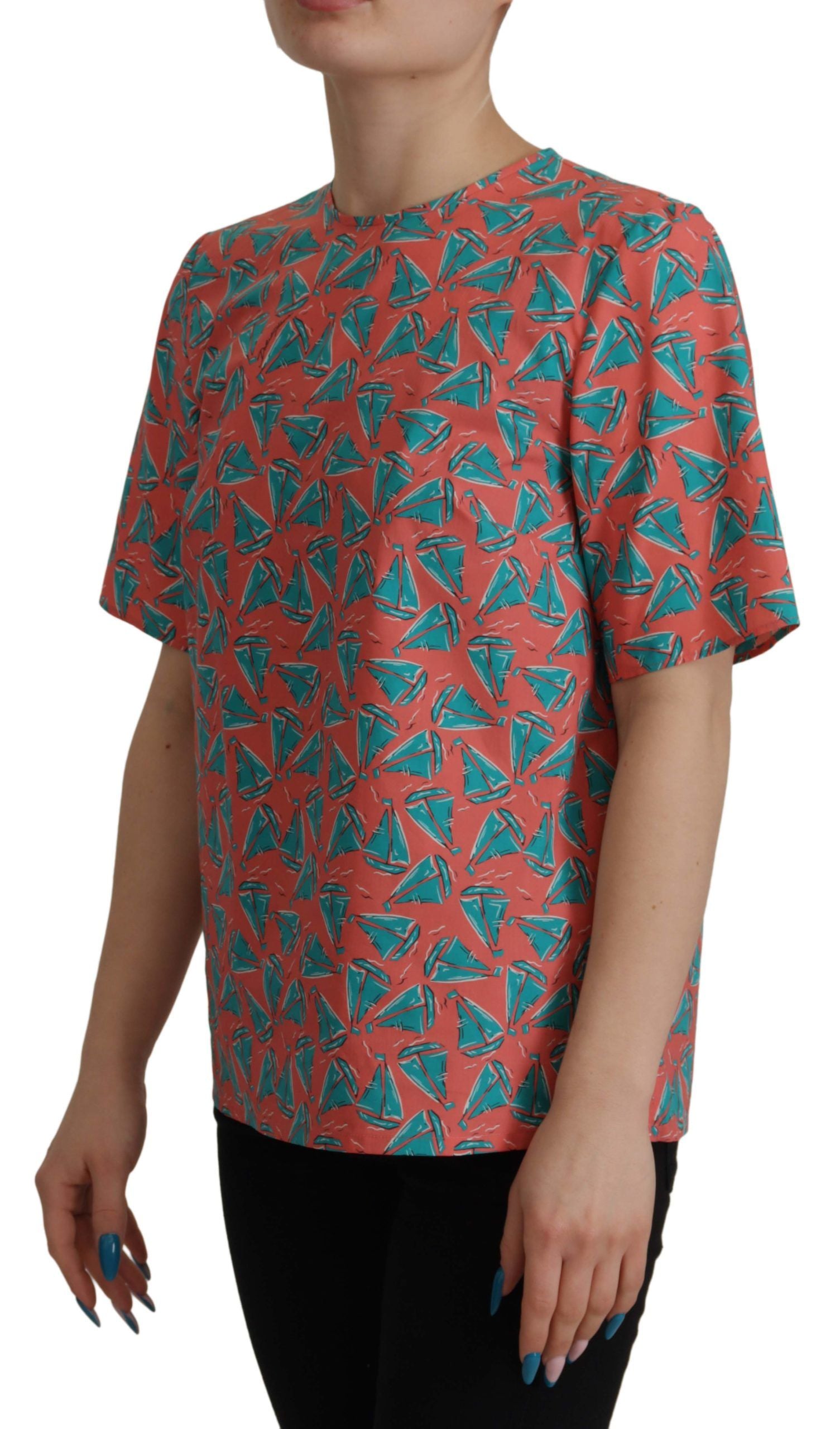 Dolce &amp; Gabbana Pink Sail Boat Print Cotton T-shirt