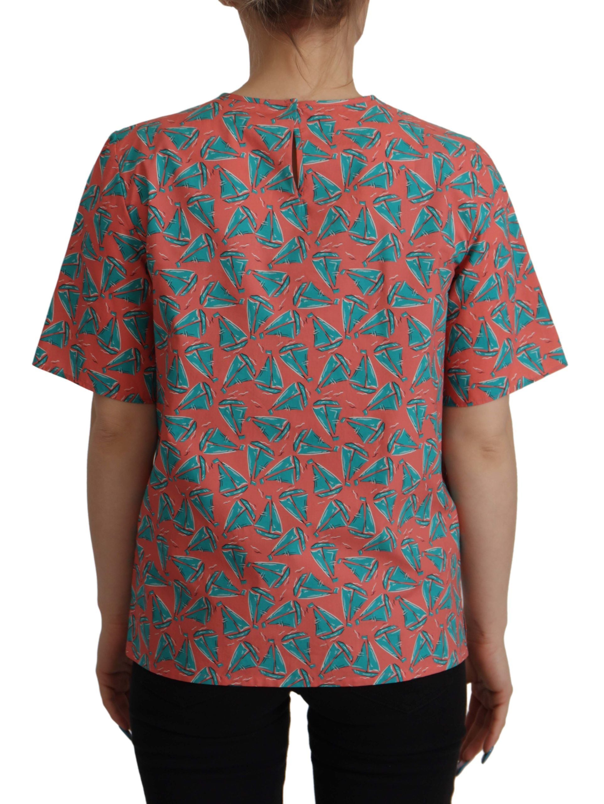 Dolce &amp; Gabbana Pink Sail Boat Print Cotton T-shirt