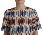 Dolce &amp; Gabbana White Pencil Print Cotton T-shirt Blouse
