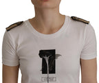Dolce &amp; Gabbana White Black Roses Crewneck Cotton T-shirt