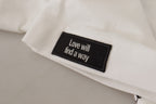 Dolce &amp; Gabbana White Black Roses Crewneck Cotton T-shirt