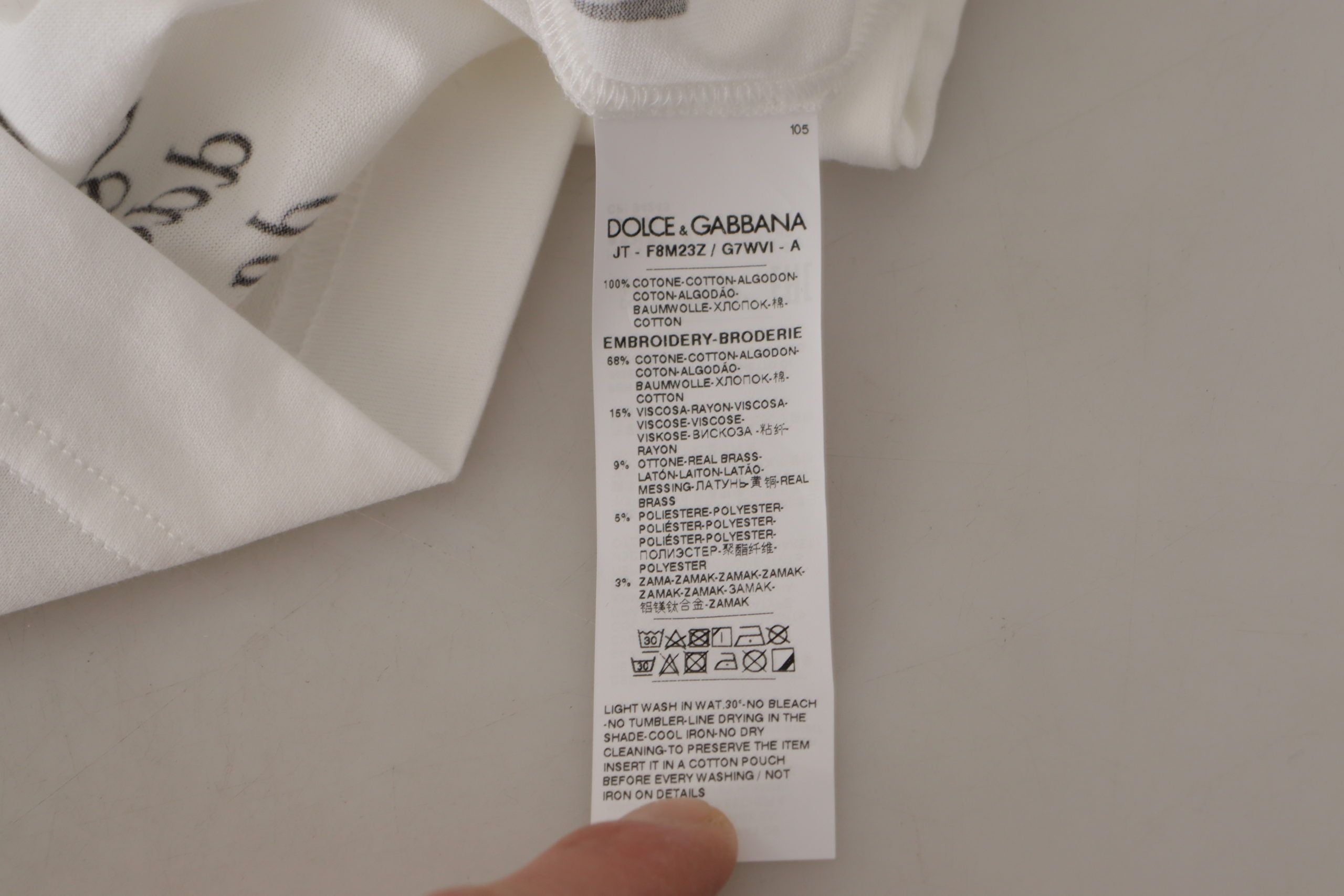 Dolce &amp; Gabbana White Black Roses Crewneck Cotton T-shirt