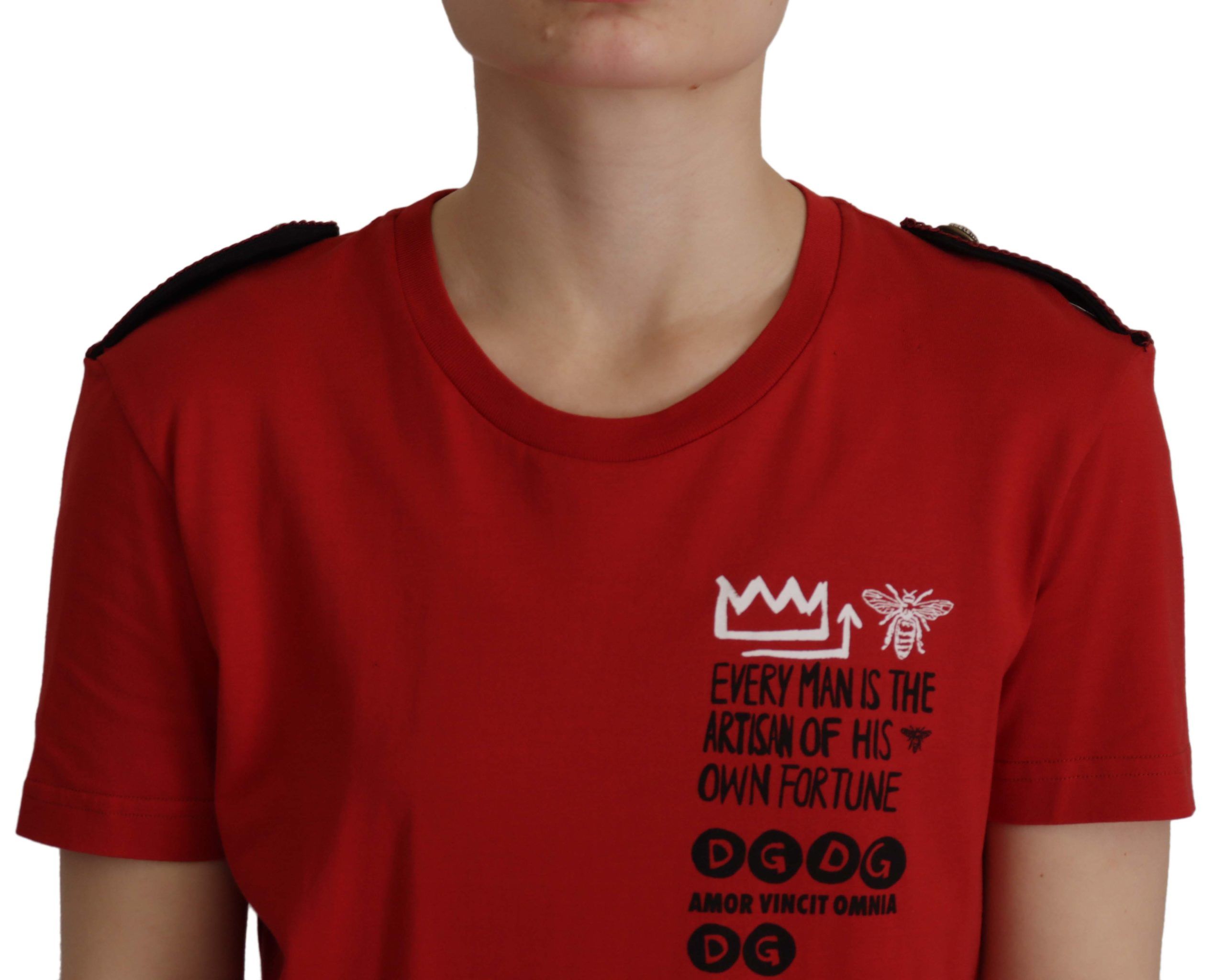 Dolce &amp; Gabbana Red Amor Vincit Omnia Crewneck T-shirt