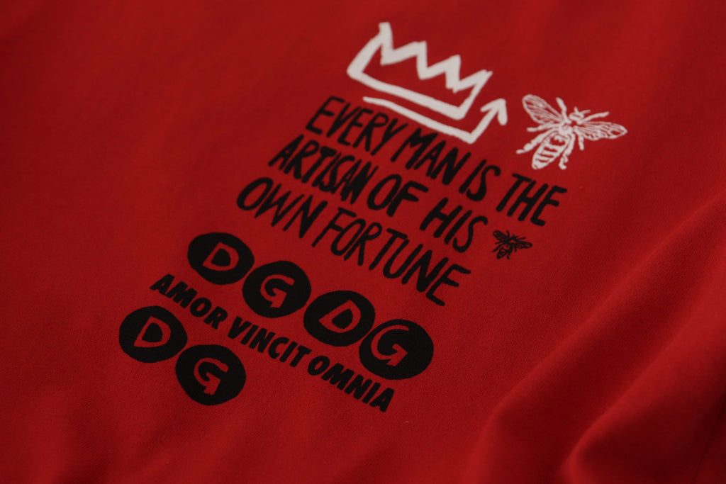 Dolce &amp; Gabbana Red Amor Vincit Omnia Crewneck T-shirt