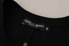 Dolce &amp; Gabbana Black Logo Motif Crewneck Cotton T-shirt