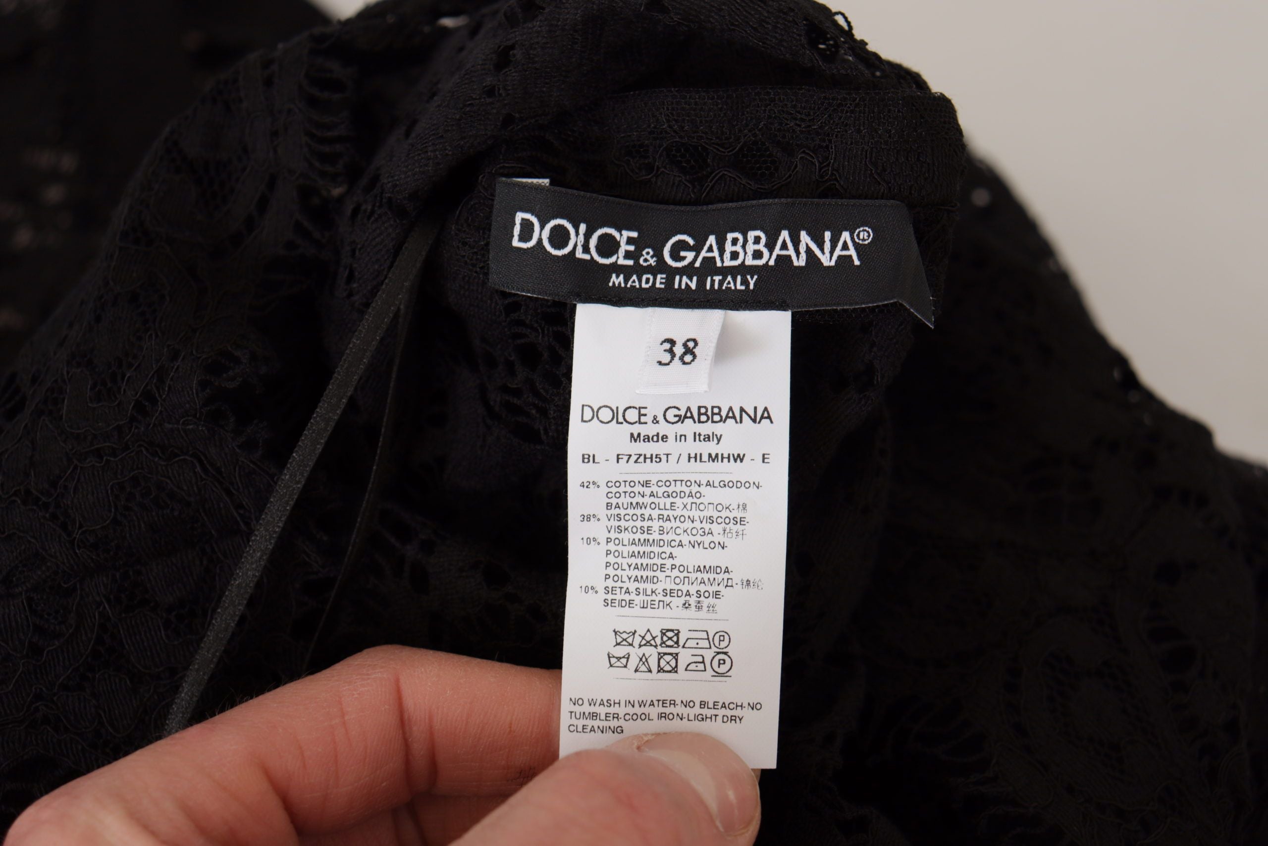 Dolce &amp; Gabbana Black Floral Lace Pullover Sicily Blouse