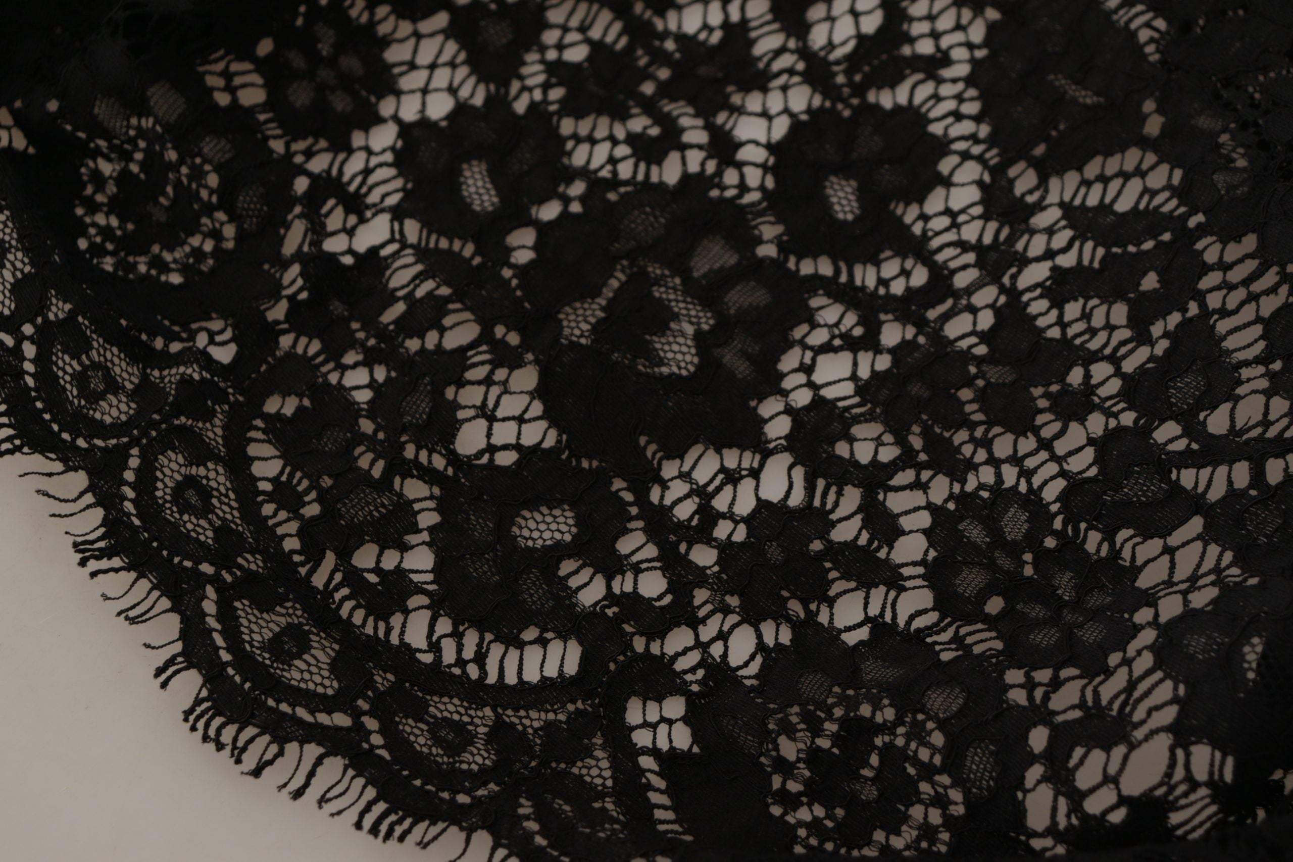 Dolce &amp; Gabbana Black Floral Lace Pullover Sicily Blouse