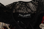 Dolce &amp; Gabbana Black Lace Angel Roses Cardigan Sweater
