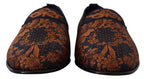 Dolce &amp; Gabbana Blue Rust Floral Slippers Loafers Shoes