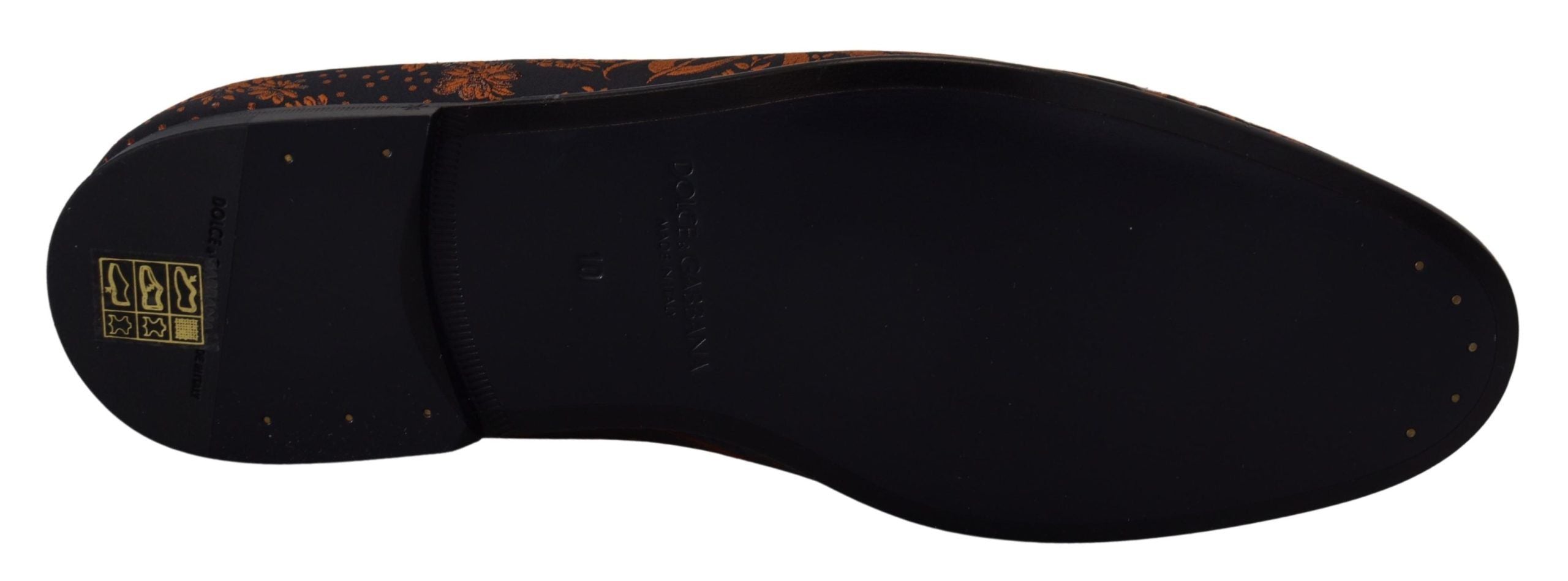 Dolce &amp; Gabbana Blue Rust Floral Slippers Loafers Shoes