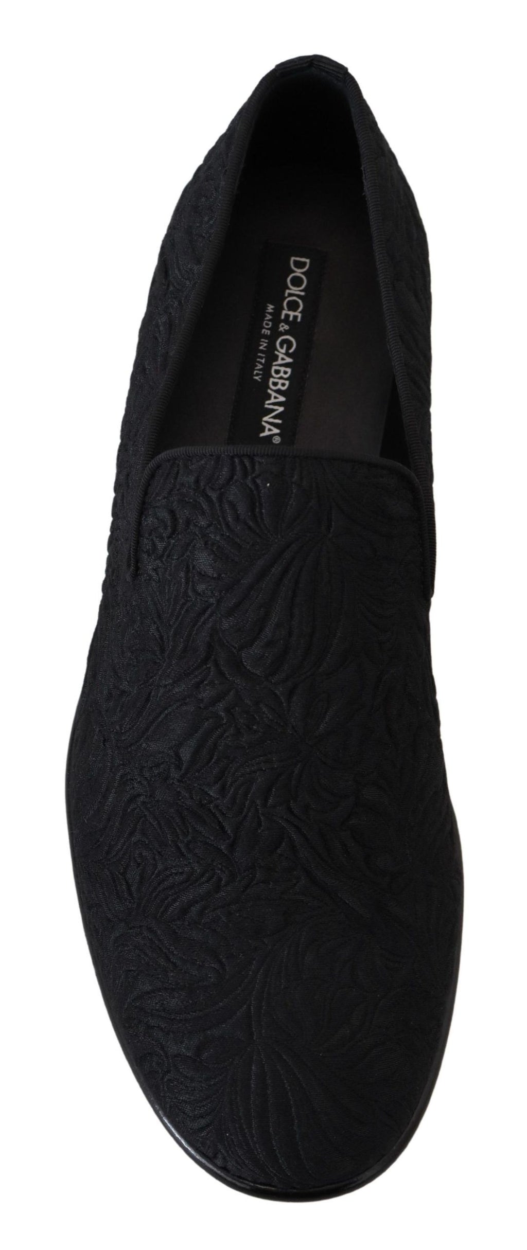 Dolce &amp; Gabbana Black Floral Jacquard Slippers Loafers Shoes