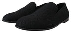 Dolce &amp; Gabbana Black Floral Jacquard Slippers Loafers Shoes