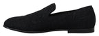 Dolce &amp; Gabbana Black Floral Jacquard Slippers Loafers Shoes