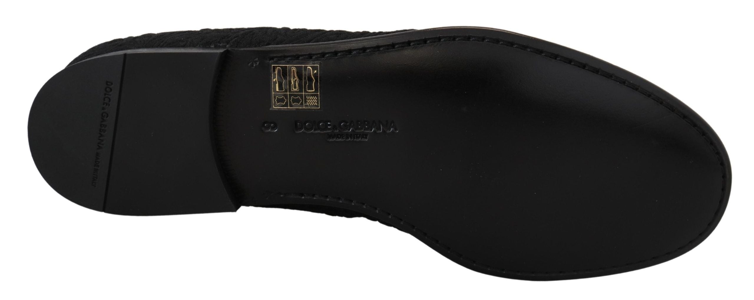 Dolce &amp; Gabbana Black Floral Jacquard Slippers Loafers Shoes