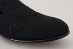 Dolce &amp; Gabbana Black Floral Jacquard Slippers Loafers Shoes
