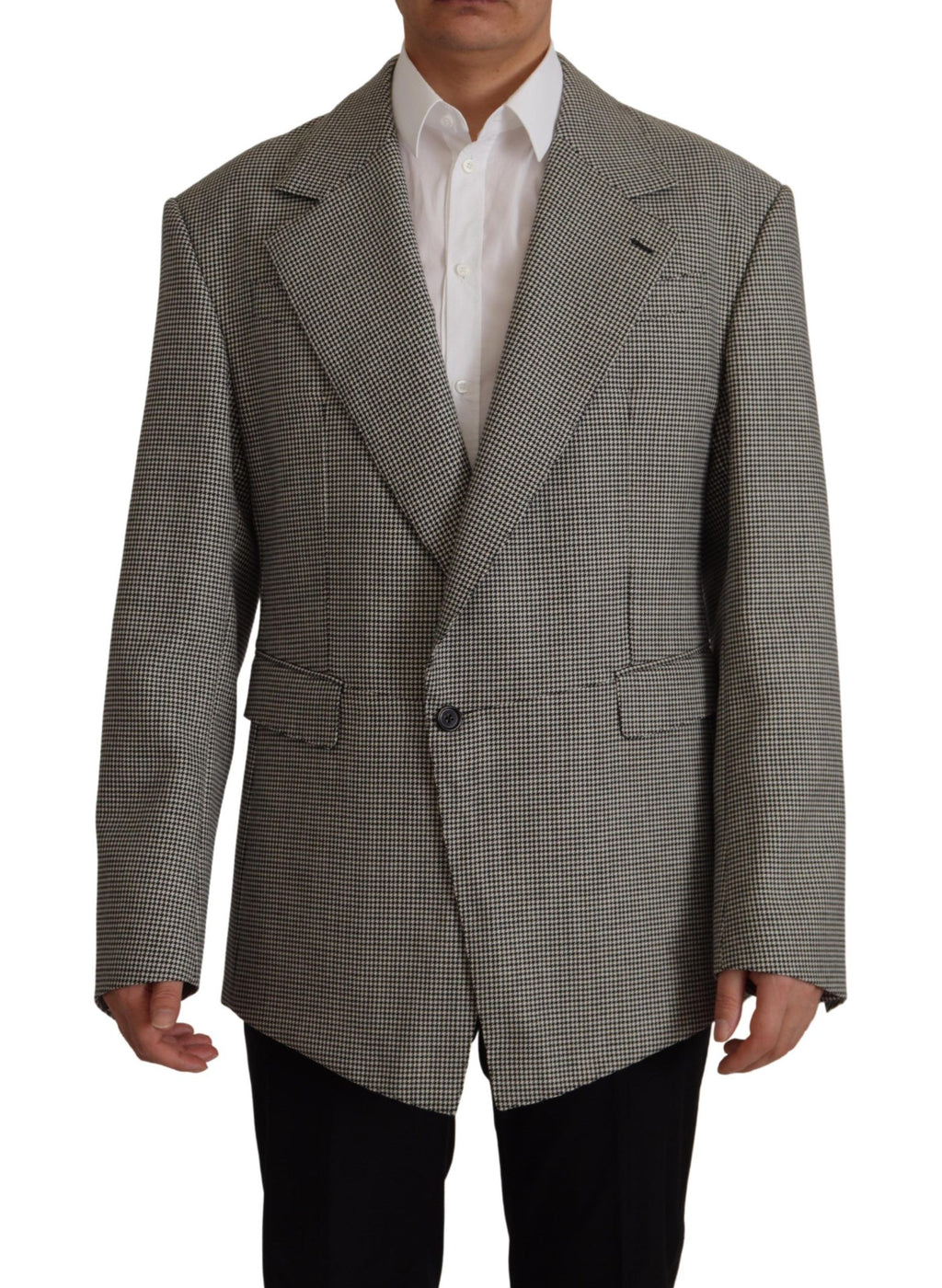 Dolce &amp; Gabbana Gray Checkered Single Breasted Jacket Blazer