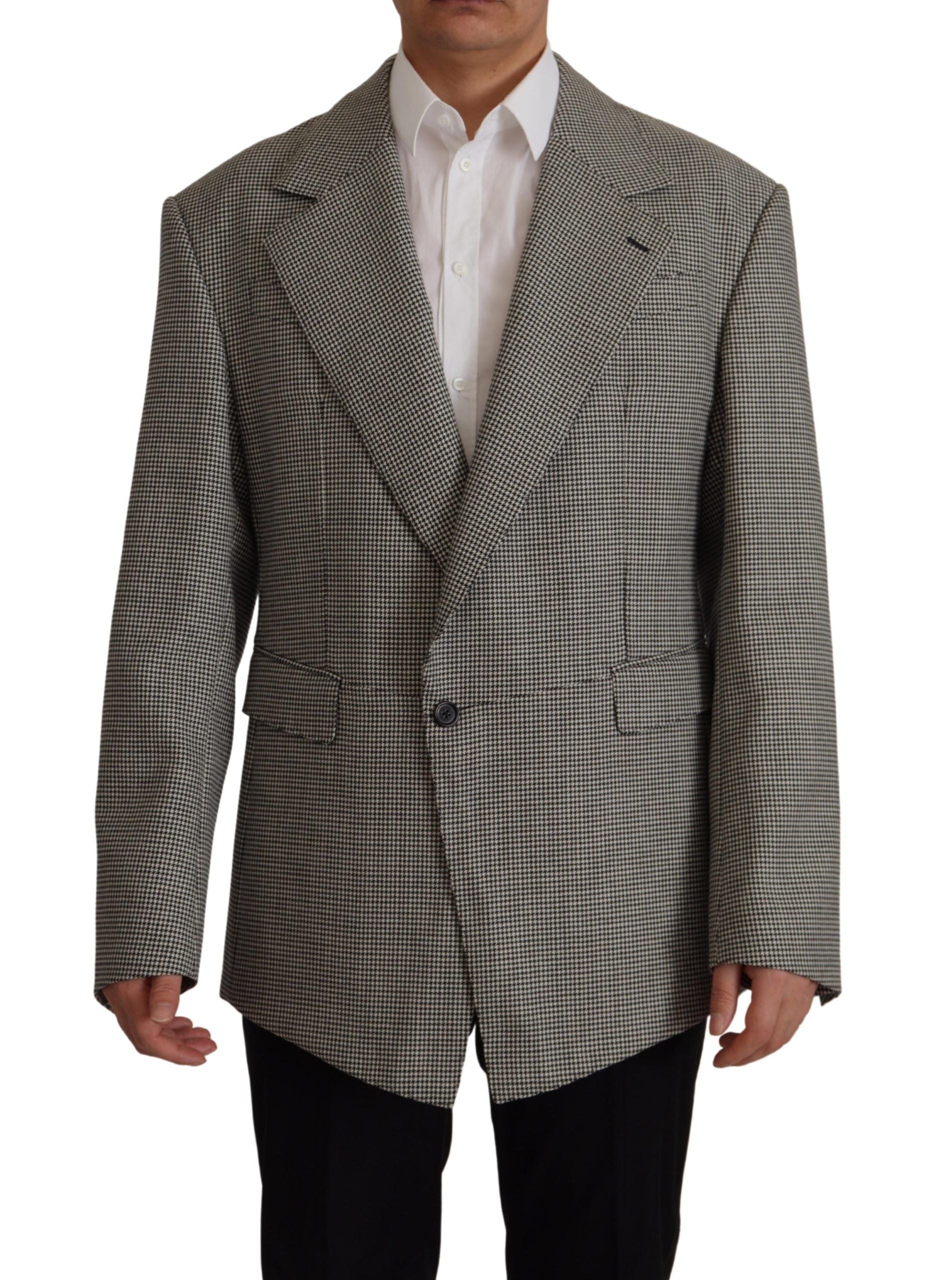 Dolce &amp; Gabbana Gray Checkered Single Breasted Jacket Blazer