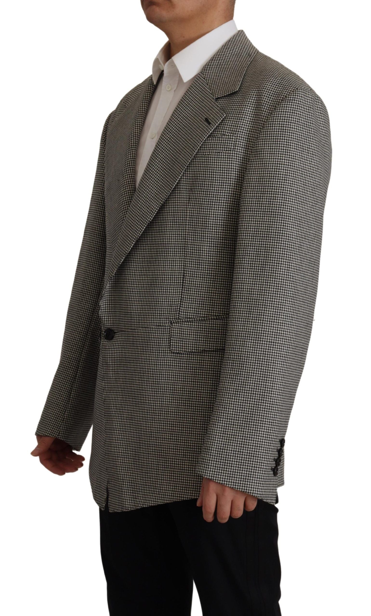 Dolce &amp; Gabbana Gray Checkered Single Breasted Jacket Blazer