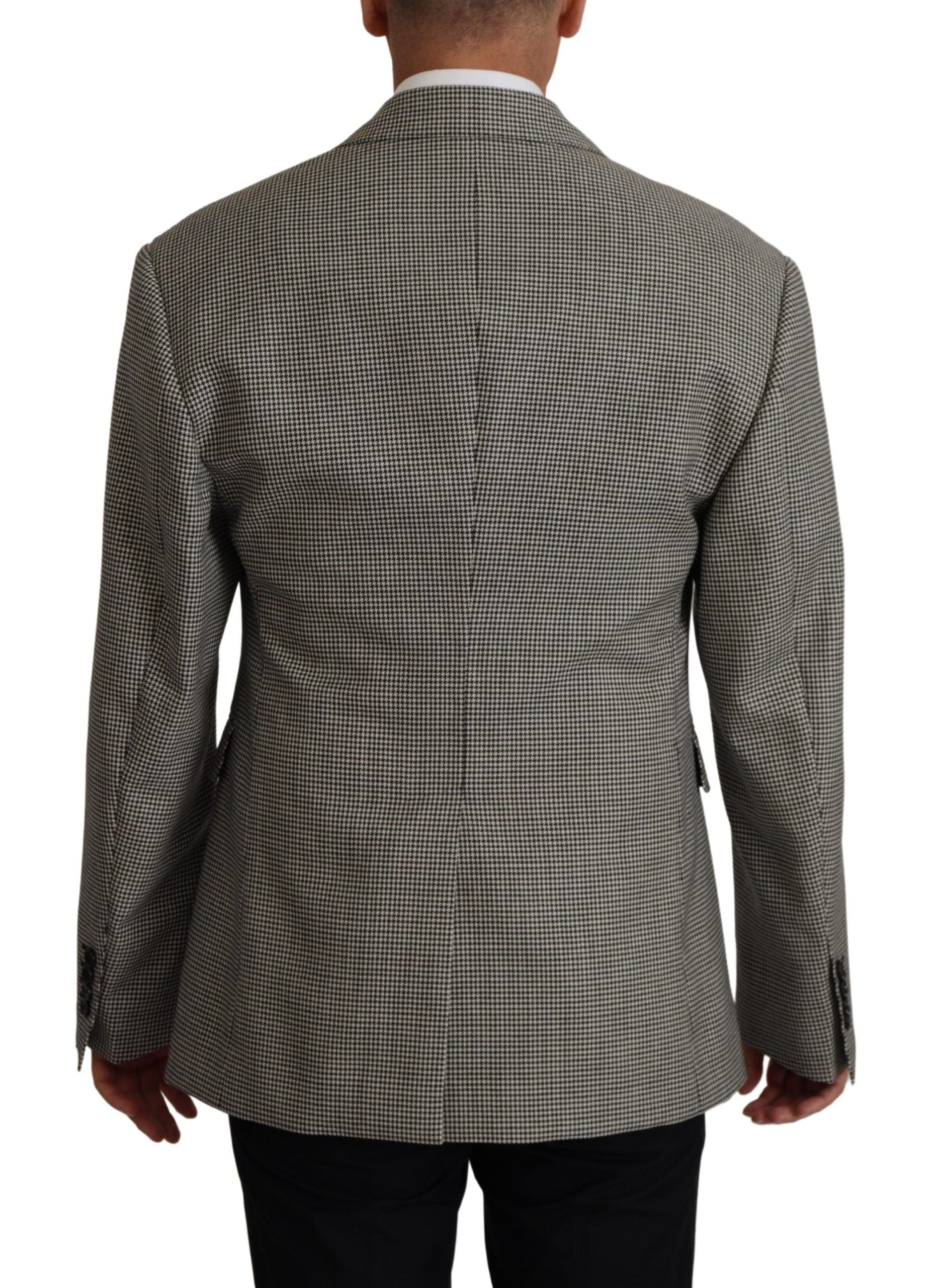 Dolce &amp; Gabbana Gray Checkered Single Breasted Jacket Blazer