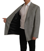 Dolce &amp; Gabbana Gray Checkered Single Breasted Jacket Blazer