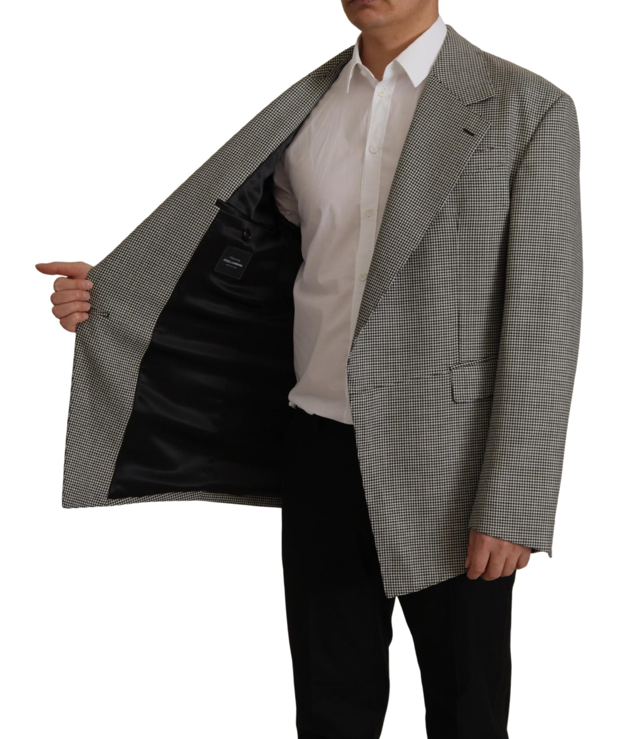 Dolce &amp; Gabbana Gray Checkered Single Breasted Jacket Blazer