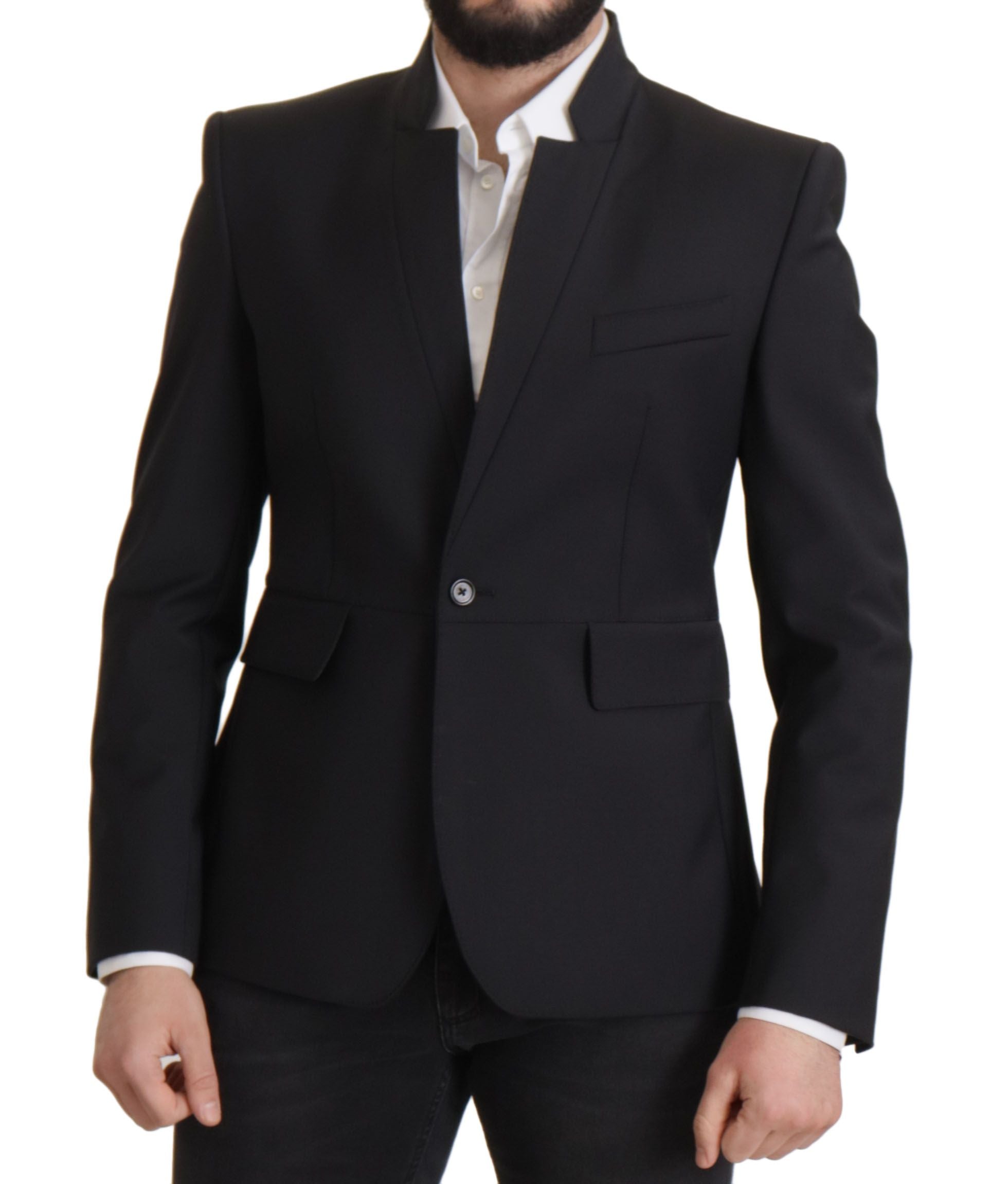 Dolce &amp; Gabbana Black Wool Single Breasted Coat Men Blazer