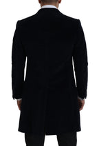 Dolce &amp; Gabbana Black Cotton Cardigan Long Coat Men Jacket