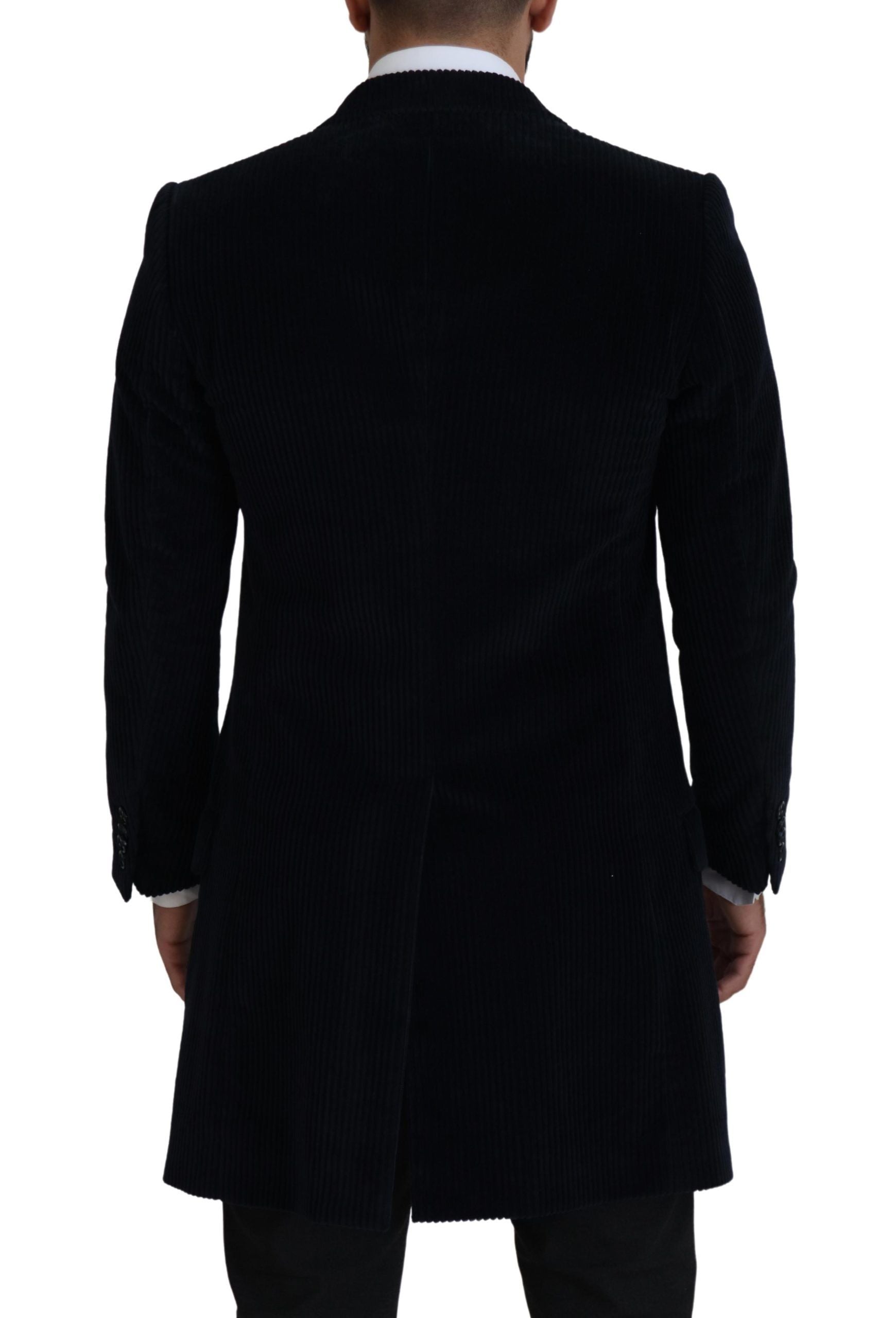 Dolce &amp; Gabbana Black Cotton Cardigan Long Coat Men Jacket