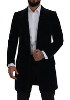 Dolce &amp; Gabbana Black Cotton Cardigan Long Coat Men Jacket