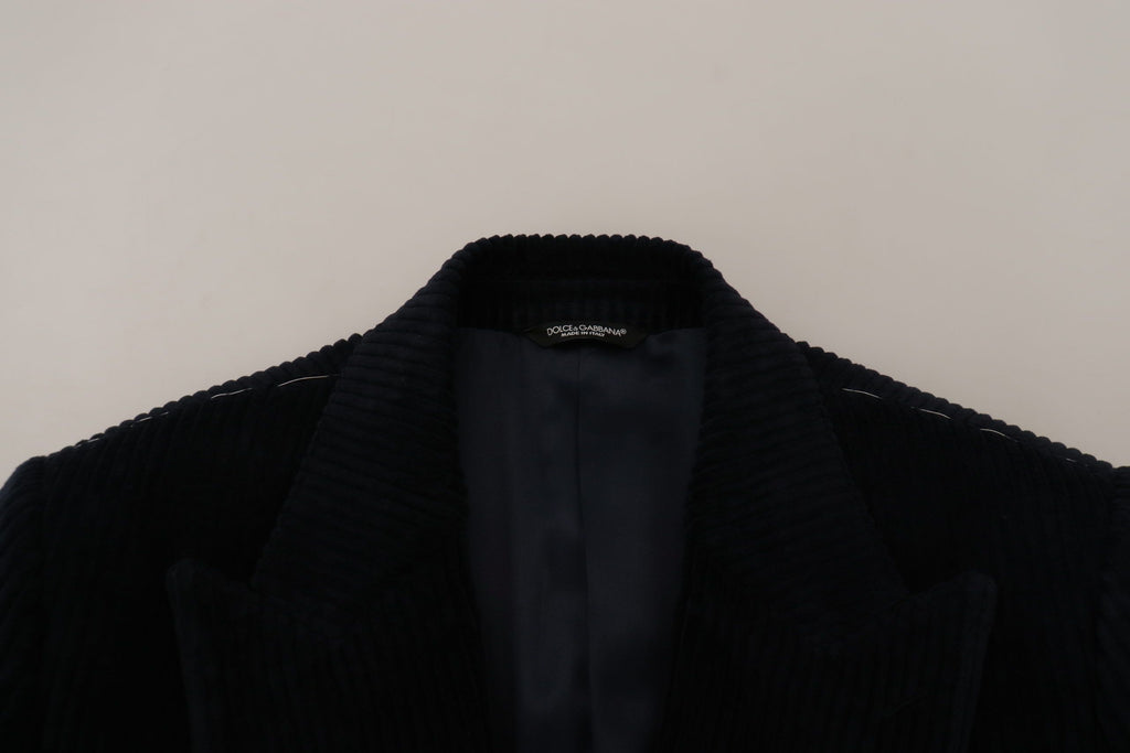 Dolce &amp; Gabbana Black Cotton Cardigan Long Coat Men Jacket