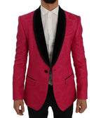 Dolce &amp; Gabbana Pink Floral Brocade Slim Blazer Jacket