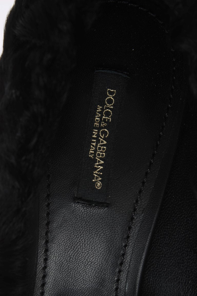 Dolce &amp; Gabbana Black Xiangao Lamb Fur Leather Pumps