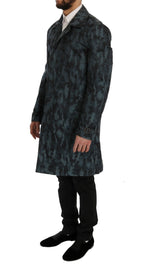 Dolce &amp; Gabbana Blue Camouflage Trench Trench