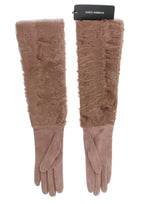 Dolce & Gabbana Beige Suede Xiangao Fur Elbow Gloves