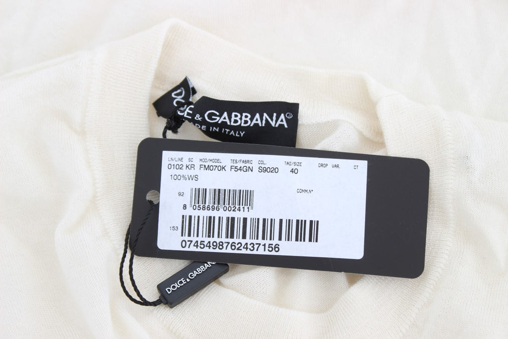 Dolce &amp; Gabbana White 100% Cashmere Sweater